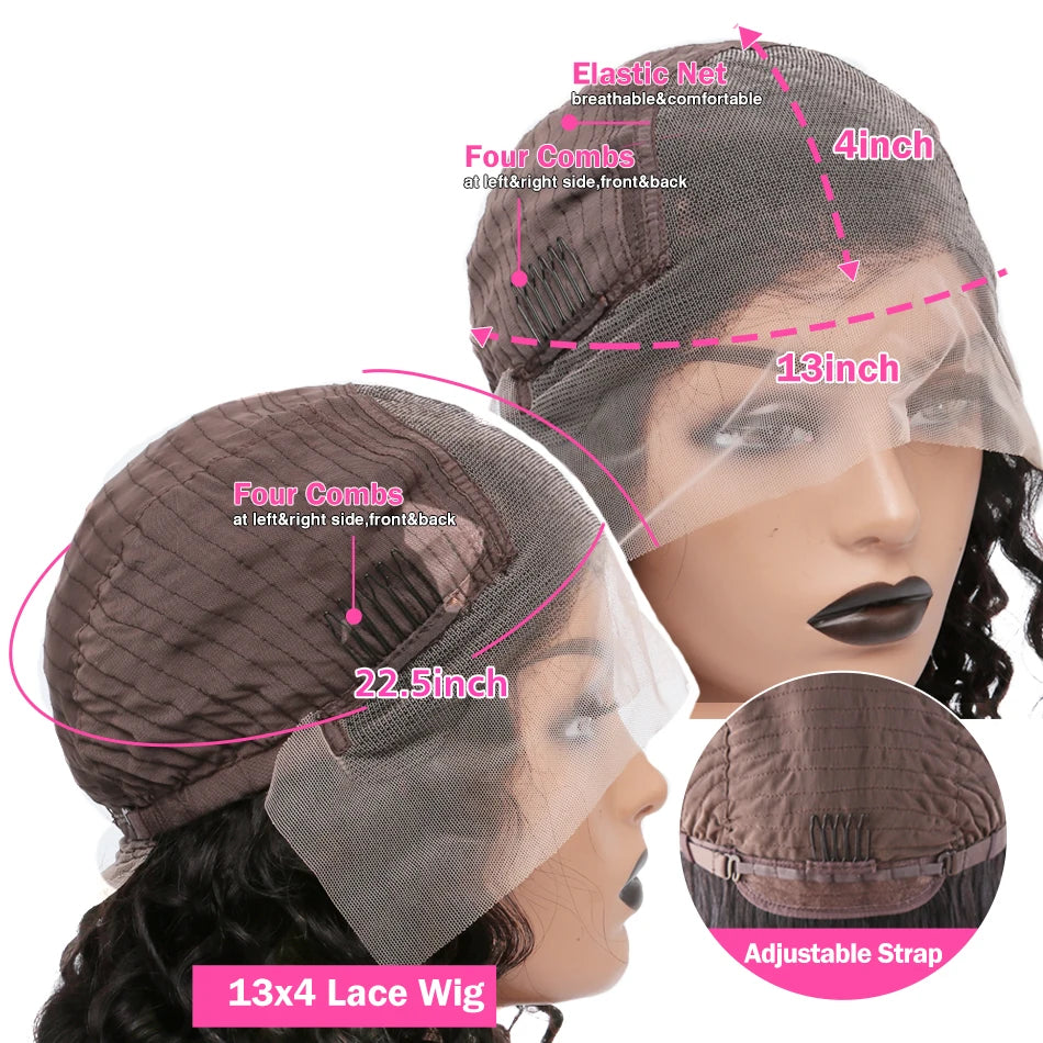 Deep Wave Human Hair Wig 13x6 Hd Lace Frontal Curly Wigs 30 40 Inch 13x4 Loose Water Wave Lace Front Wig For Women 250 Density